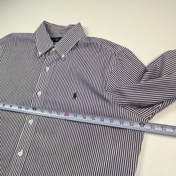 Ralph Lauren blue label Mens button Down Dress Shirt Sz L Purple Stripe Preppy - Picture 6 of 12